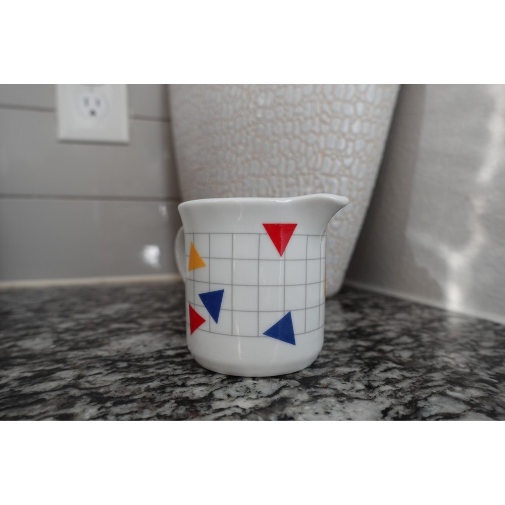 Vintage‎ Geometric Grid Creamer Pitcher Colorful Triangle Design Retro Decor